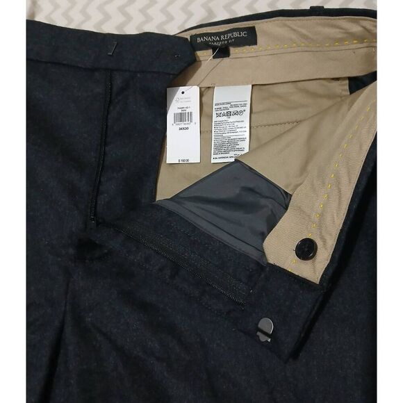 Banana republic mens dark gray 100% ITALIN virgin wool 34×30  trouser pants - Picture 3 of 12
